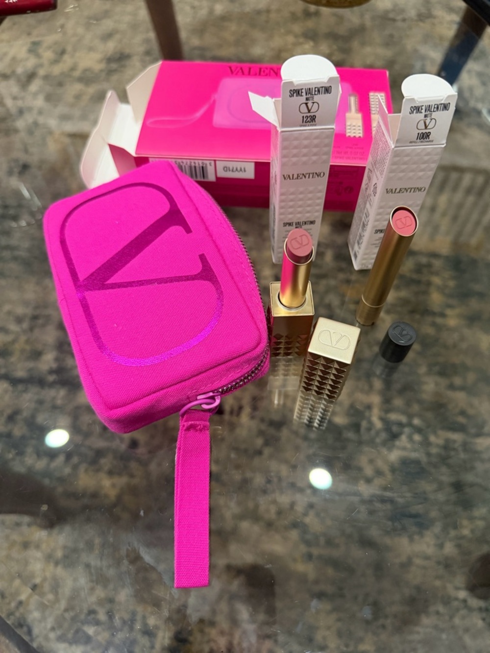 Valentino Spike Valentino Lipstick Set with Hot Pink Case